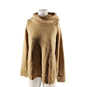 NWT STYLE&CO Textured Raglan Curve Hem Sweater Petite LARGE Camel Pullover